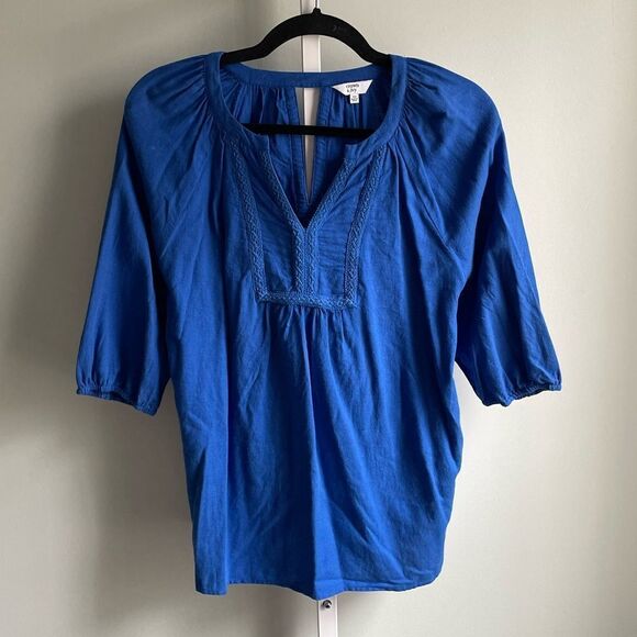 Crown & Ivy Royal Blue Blouse with Embroidered Detail - Picture 1 of 3